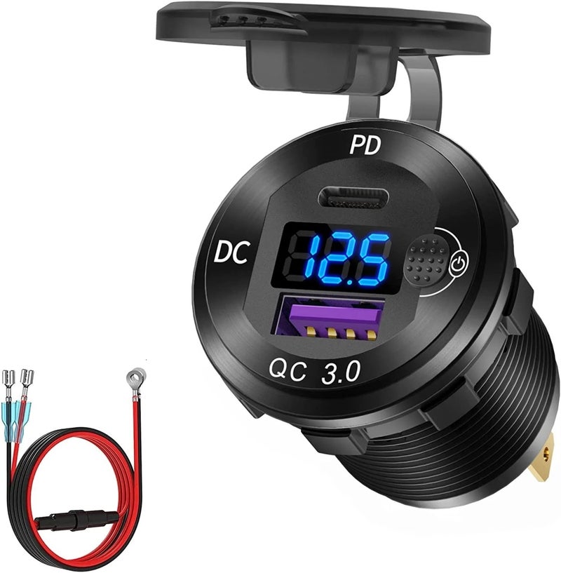 Bluejw 54W Car Charger Adapter, 12V/24V Aluminum Dual Port USB C PD 36W & QC 3.0 18W Fast Automobile Charger - Image 2